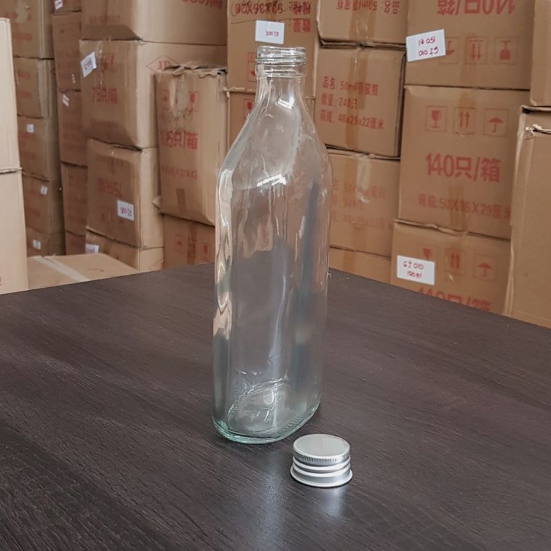 BKGP500 botol kaca gepeng 500ml tutup almunium / botol kaca 500ml baru