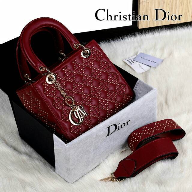 New Dior Lady Plus Kotak Like Ori Bag Bahan Kulit Kualitas Bagus Tali Panjang Semipremium Batam