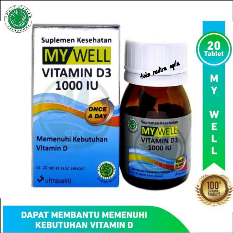 My Well Vitamin D3 1000 IU- 20 tablet / Vitamin D3 original halal/vitamin