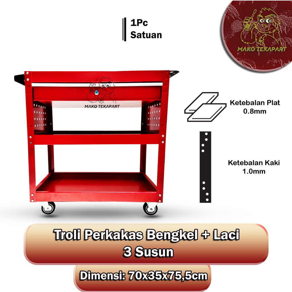 Rak Perkakas/Troli Perkakas Bengkel Dengan Laci