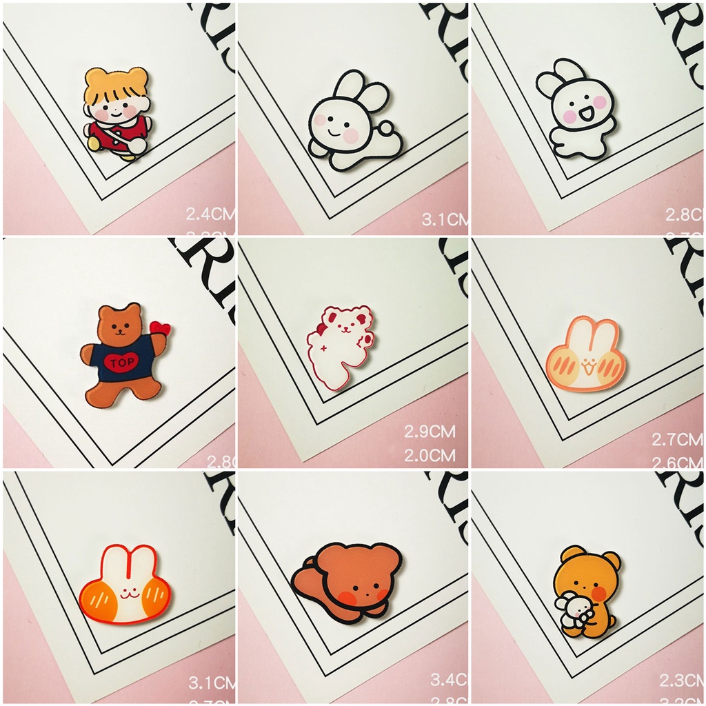 Ins Acrylic Brooch Tide Cute Creative Cartoon Girl Clothes Backpack Pendant Badge Pin Sweet Heart Jewelry