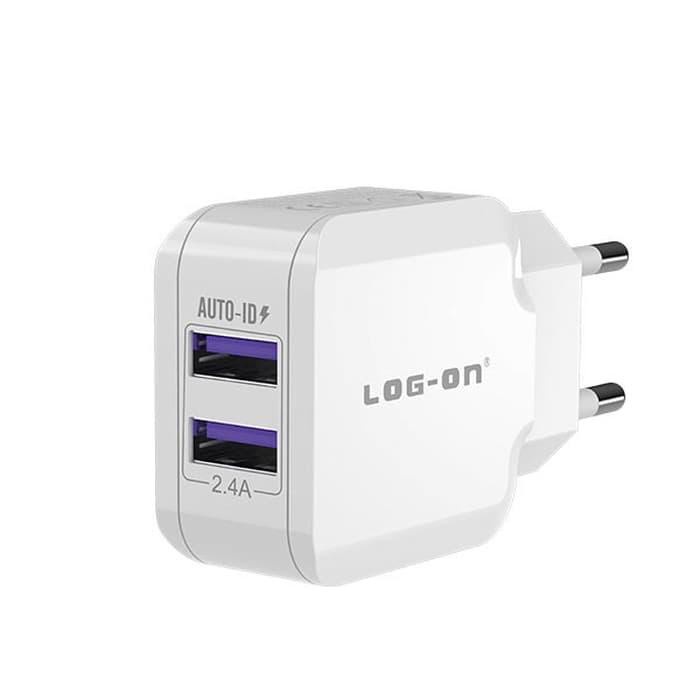 BATOK CASAN CHARGER LO-C26 WALL CHARGER DUAL USB FAST XL 2.4A - CHARGING LOG ON