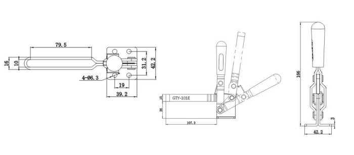 Toggle Clamp Vertical GH 101E GTY 101 E setara WIPRO TCV-905 180kg