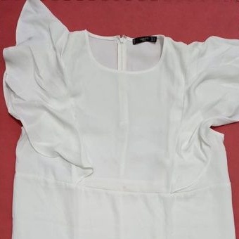 MINIOUTLET MANGO dress white ruffles sleeves dress rok putih lengan pendek