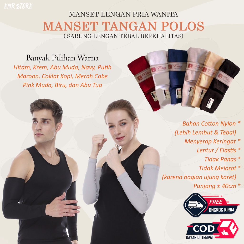 Promo Deker Manset Tangan Tebal Berkualitas / Manset Tangan Polos / Sarung Lengan