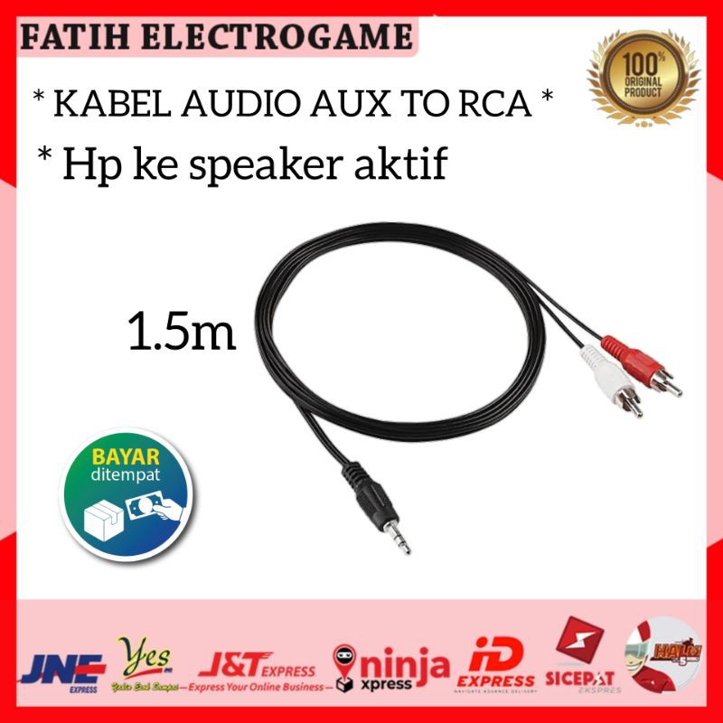 KABEL RCA 1-2 JACK AUDIO AUX TO RCA 1.5M HP KE SPEAKER LAPTOP HIGH