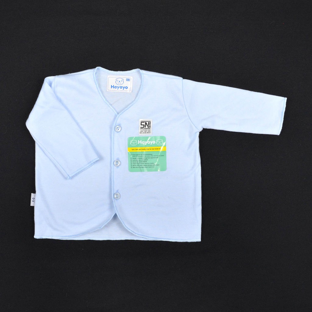 HAYAYO 1 Pcs Baju Lengan Panjang Bayi/Baby Warna (0-6M)| Baju Bayi Cewek / Cowok Newborn Murah-Biru