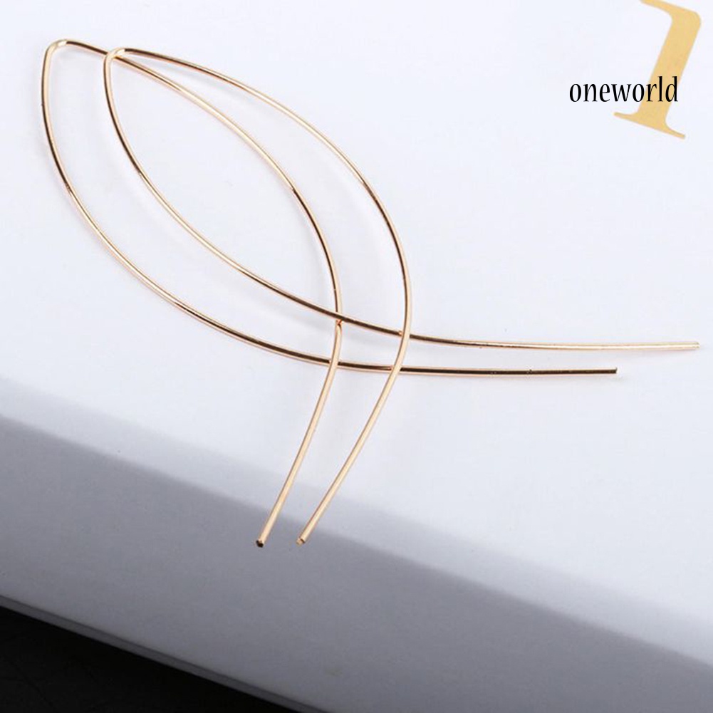 OW@ Fashion Women Long Cross Fish Line Dropping Earring Handmade Art Jewelry Gift