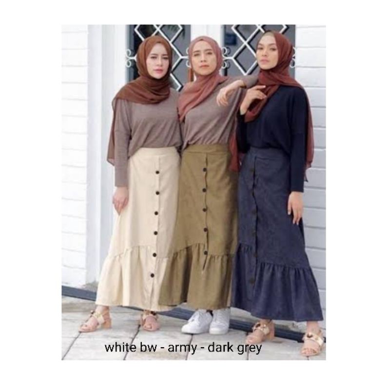 ALEEYA Rok Suede Kancing Rempel Bawah / Naura Maxi Skirt Suede (2101)