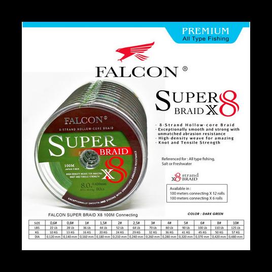 PROMO SENAR PE FALCON SUPER BRAID X8 -100 METER ALAT PANCING MURAH TERLENGKAP AL3