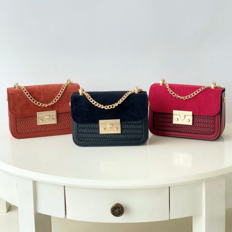 Tas Pesta Cr n Cr Metropolis/woven boxy bahan suede