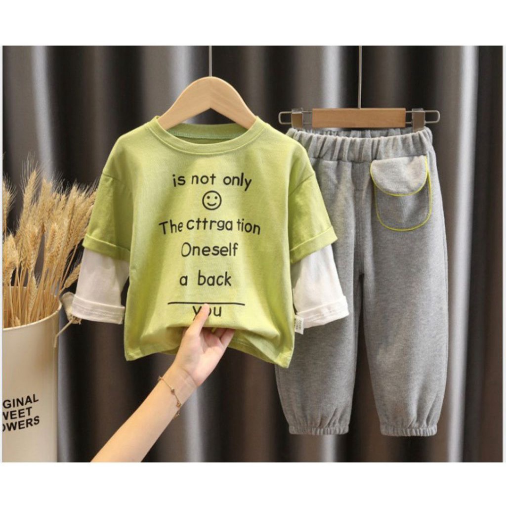 SETELAN BAJU ANAK SETELAN ANAK LAKI LAKI PEREMPUAN 1-5 TAHUN SETELAN IS NOT ONLY SMILE SETELAN ANAK TERBARU BAJU ANAK TERMURAH HARGA GROSIR