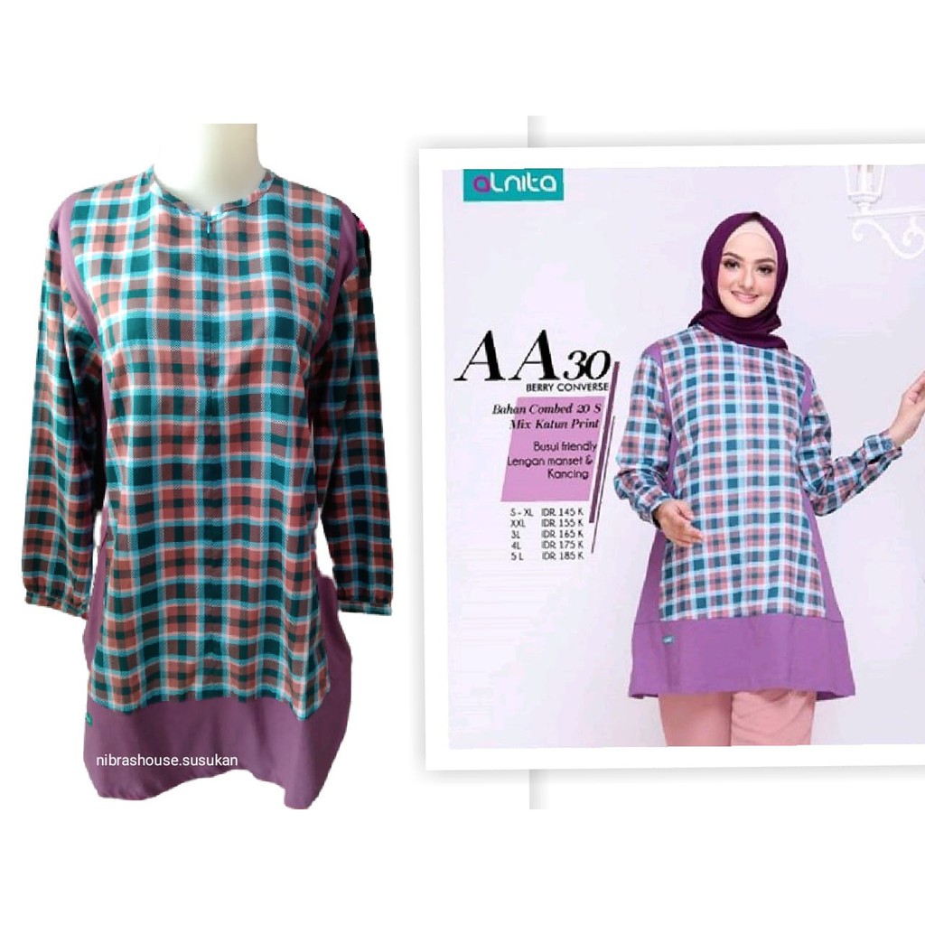 Atasan Alnita Aa 030 Atasan Nibras Kaos Motif Kotak Original