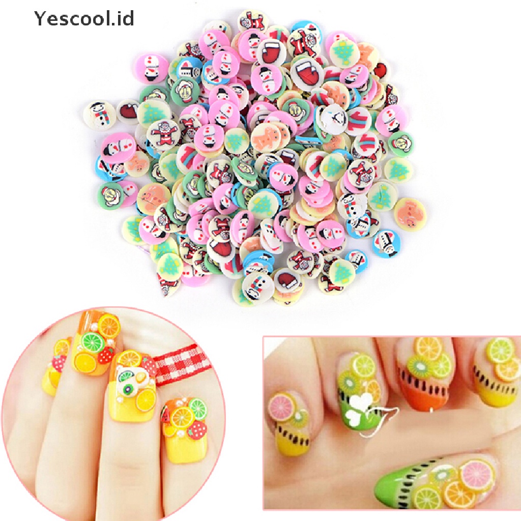 250pcs Stiker Polymer Clay Desain Campur Untuk Dekorasi Manicure Nail Art