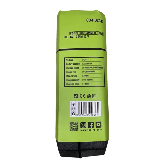 MESIN BOR BATERAI TEKIRO 12V CORDLESS HAMMER DRILL