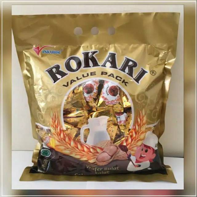 Rokari value pack / wafer bulat salut coklat dan kacang