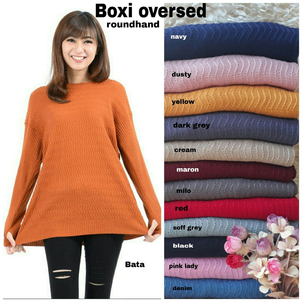 [boxi oversed RH RO] Blouse Wanita Rajut Varian Warna