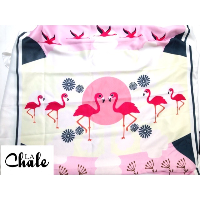 Scarf Printing Custom Motif Anak Dewasa Kode Flaminggo Putih