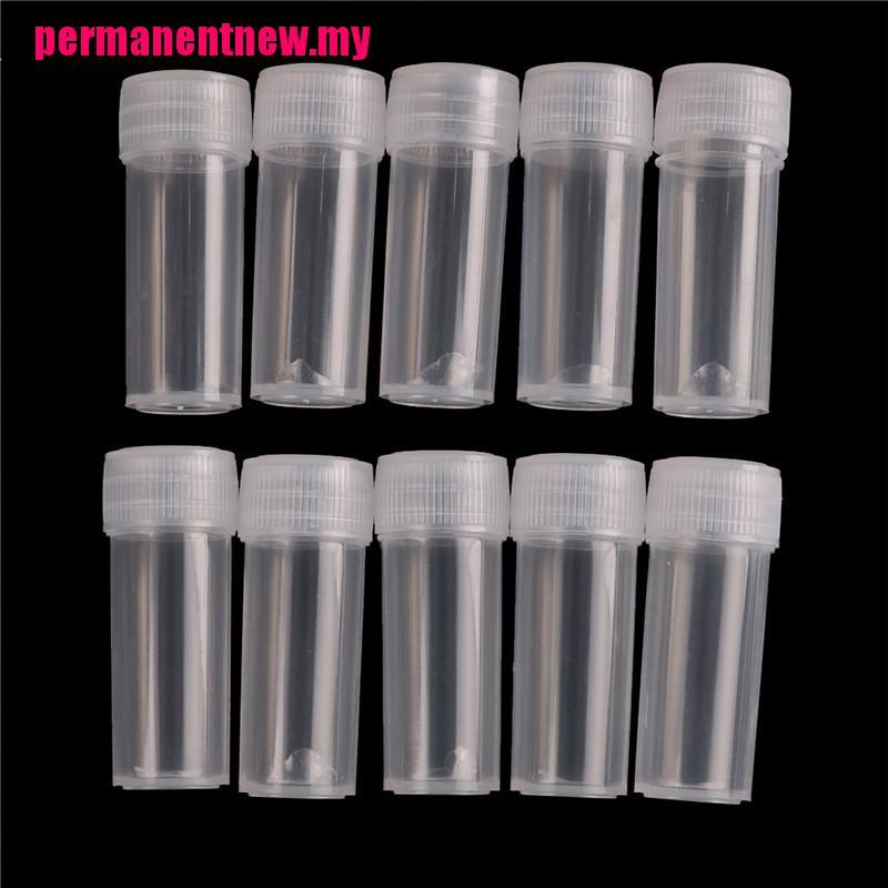 (Sun) 10pcs / Set Botol Sampel Kosong Bahan Plastik Ukuran 5ml Untuk Sample / Ujian