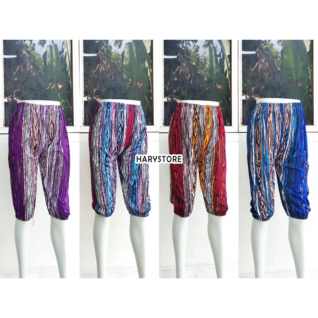 KR 03- Celana leging Kerut pendek 7/8 ibu / kolor legging motif cewek dalaman harian santai wanita murah fit L XL