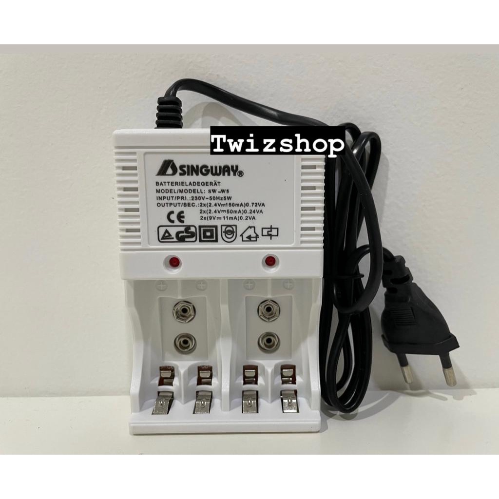 Charger Baterai AA AAA 9V / Alat Cas Batre A2 A3 Kotak 9V 4 Slot