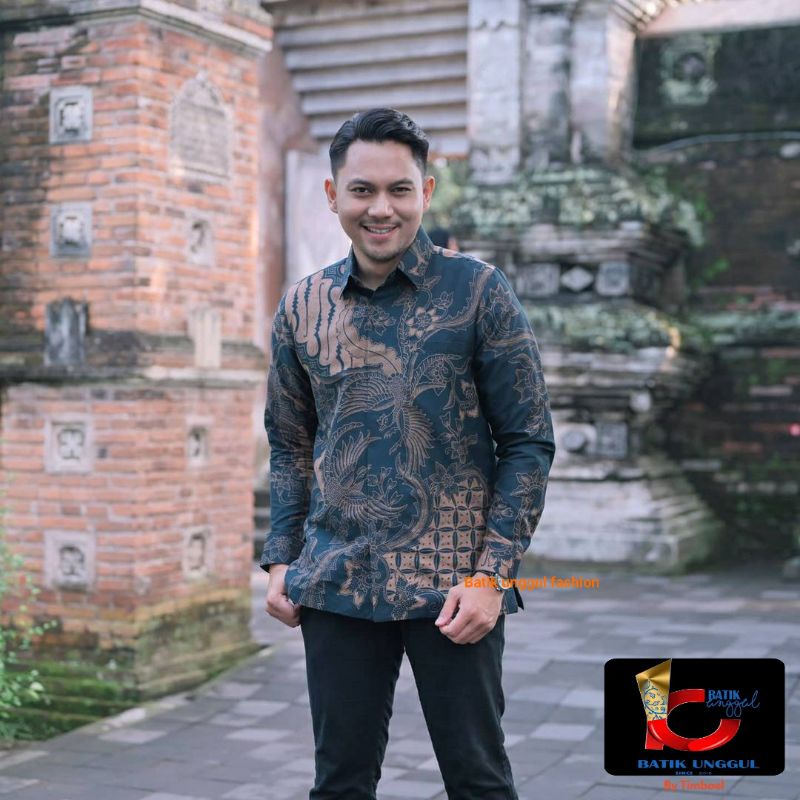 KEMEJA BATIK DOBBY LENGAN PANJANG//BAJU BATIK PRIA MOTIF MODERN LENGAN PANJANG BERPURING