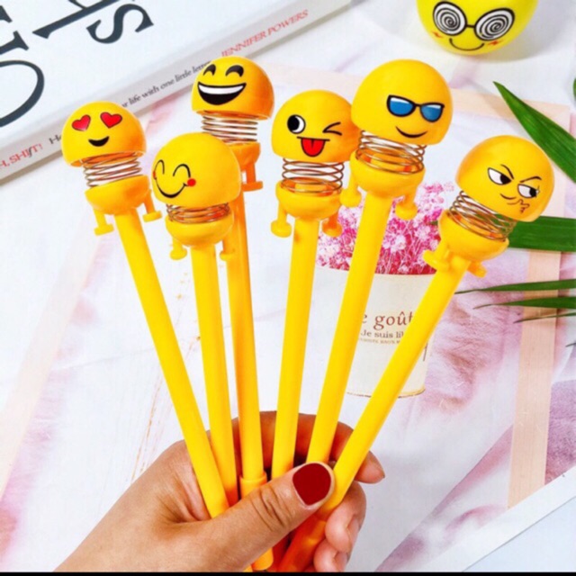 Pulpen Karakter Gel Kipas Emoji  Kepala Emoticon Lucu Pena Unik