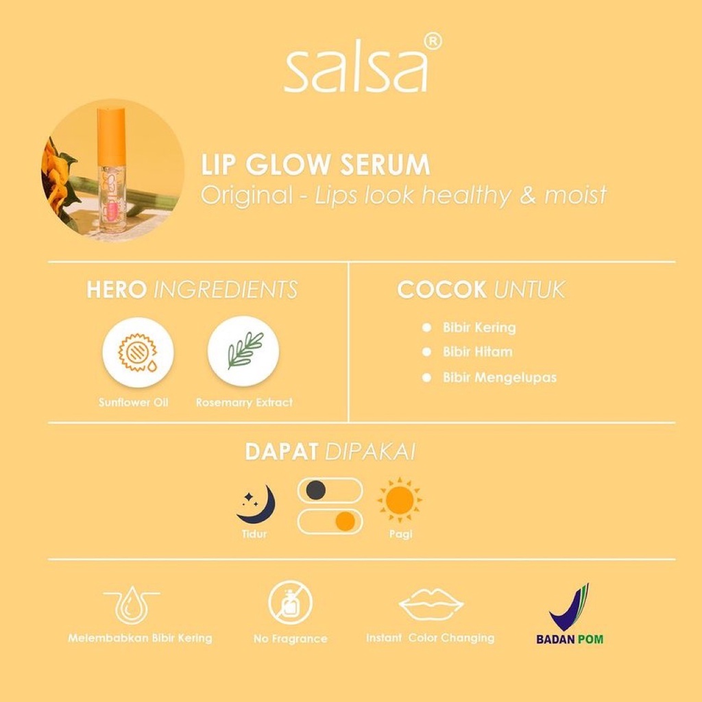 SALSA Lip Glow Serum Indonesia / Serum Bibir Lippie Gloss Tinted Colour Moisturizing 3gr / Coral Nude Twilight / Lipstick Lipstik Cream Matte Gincu Tint Velvet Stain Liner Plumper Perawatan Pelembab Pencerah / Cosmetic Eyebrow Eyeliner Mascara Paket Wajah