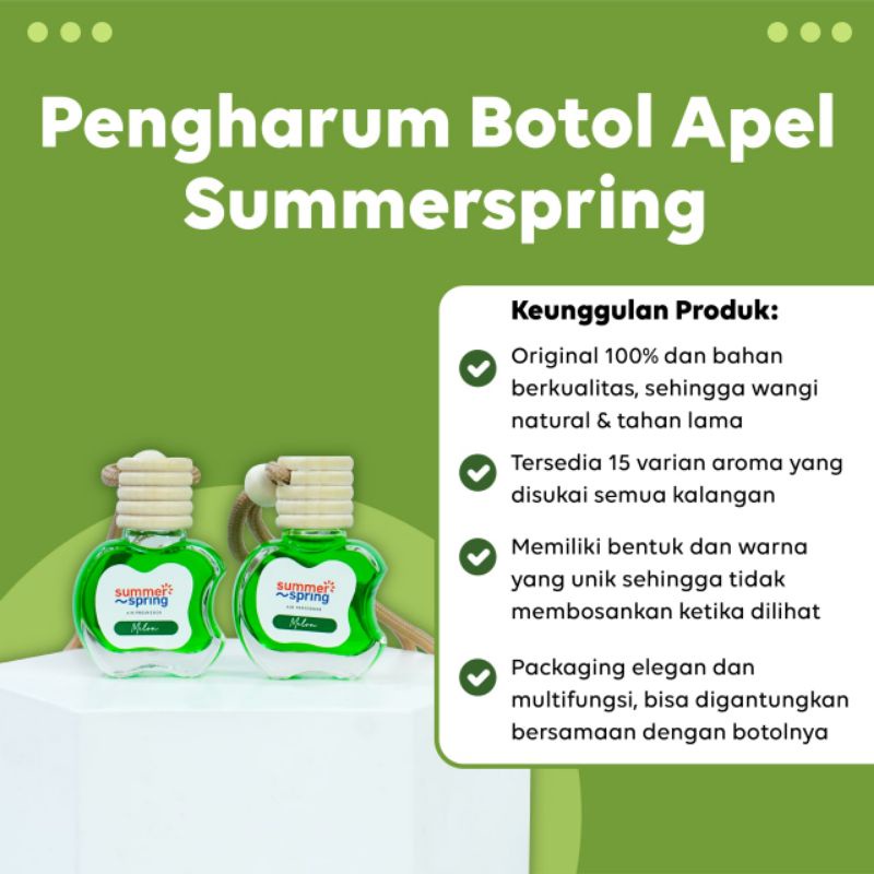 Summer Spring Botol Apel Pengharum Parfum Pewangi Ruangan Mobil Lemari Kamar Toilet Wc 10ml