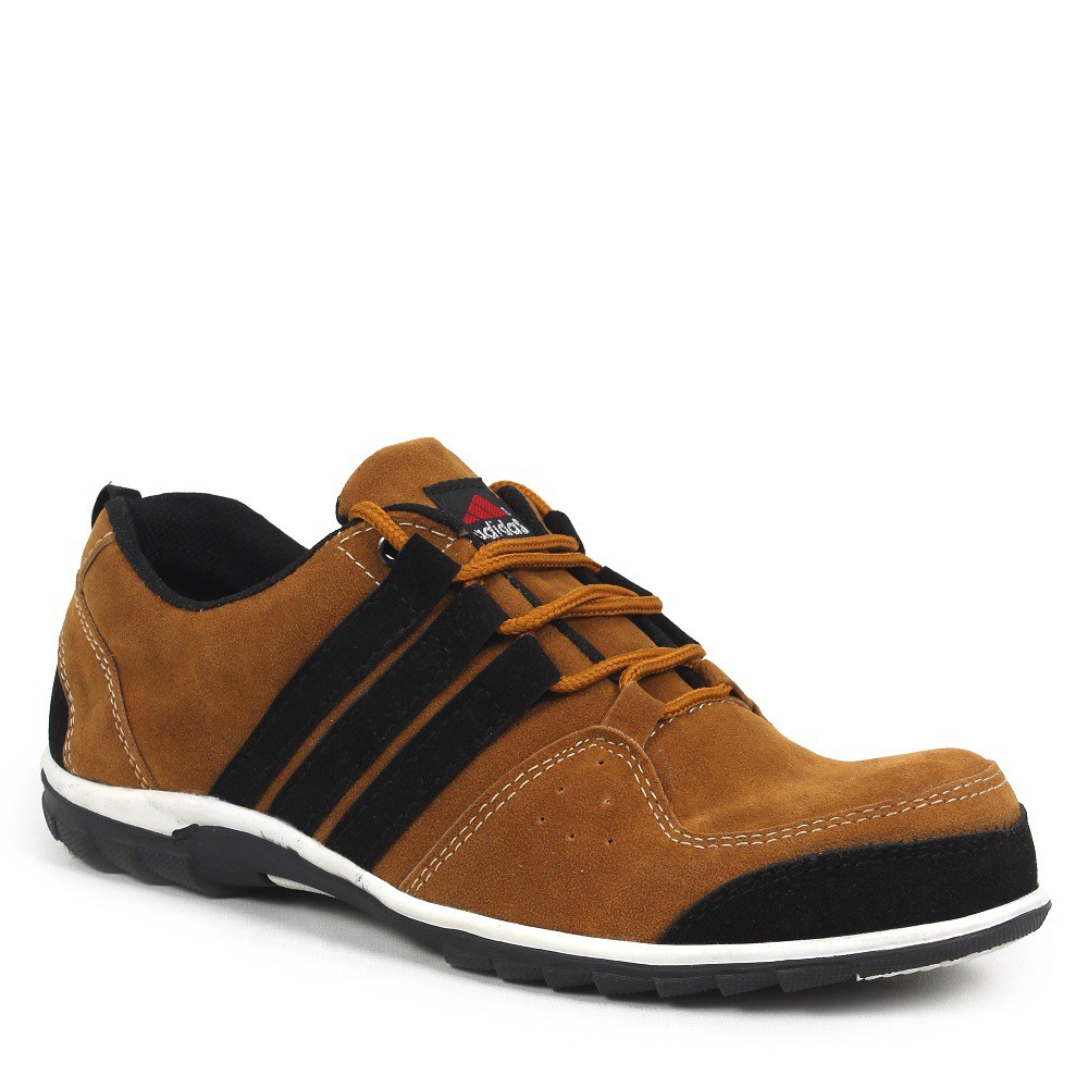 MS Shoes - Sepatu Pria Adidas Felix Sneakers Safety Ujung Besi Hiking Outdoor Keren Tan/Navy/Abu