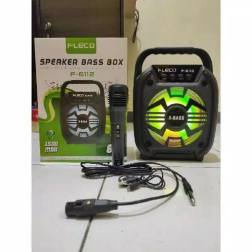 Speaker Bluetooth Portable FLECO F-6112 ATAU F-6111 Super Bass Free mic USB Memory card AUX Mic