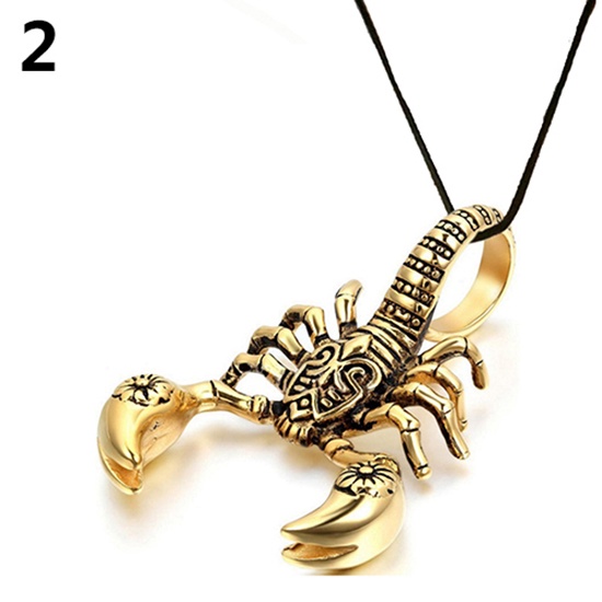 Hu Hu Hu Hu Hu Alat Bantu Pasang Kacamata♡ Kalung Tali Kulit Imitasi Liontin Kalajengking Scorpion Gaya Vintage Punk Untuk Pria