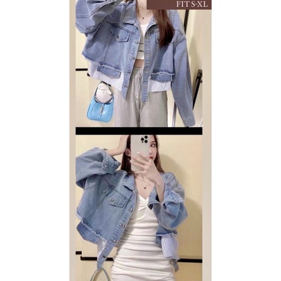 JAKET JEANS DENIM WANITA KEKINIAN IMPORT LENGAN PANJANG KOREA STYLE