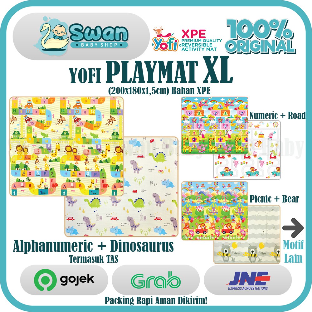 Yofi Playmat Ukuran Super Besar 200x180cm ( XL ) dan size 200x150cm (L) tebal 1.5cm