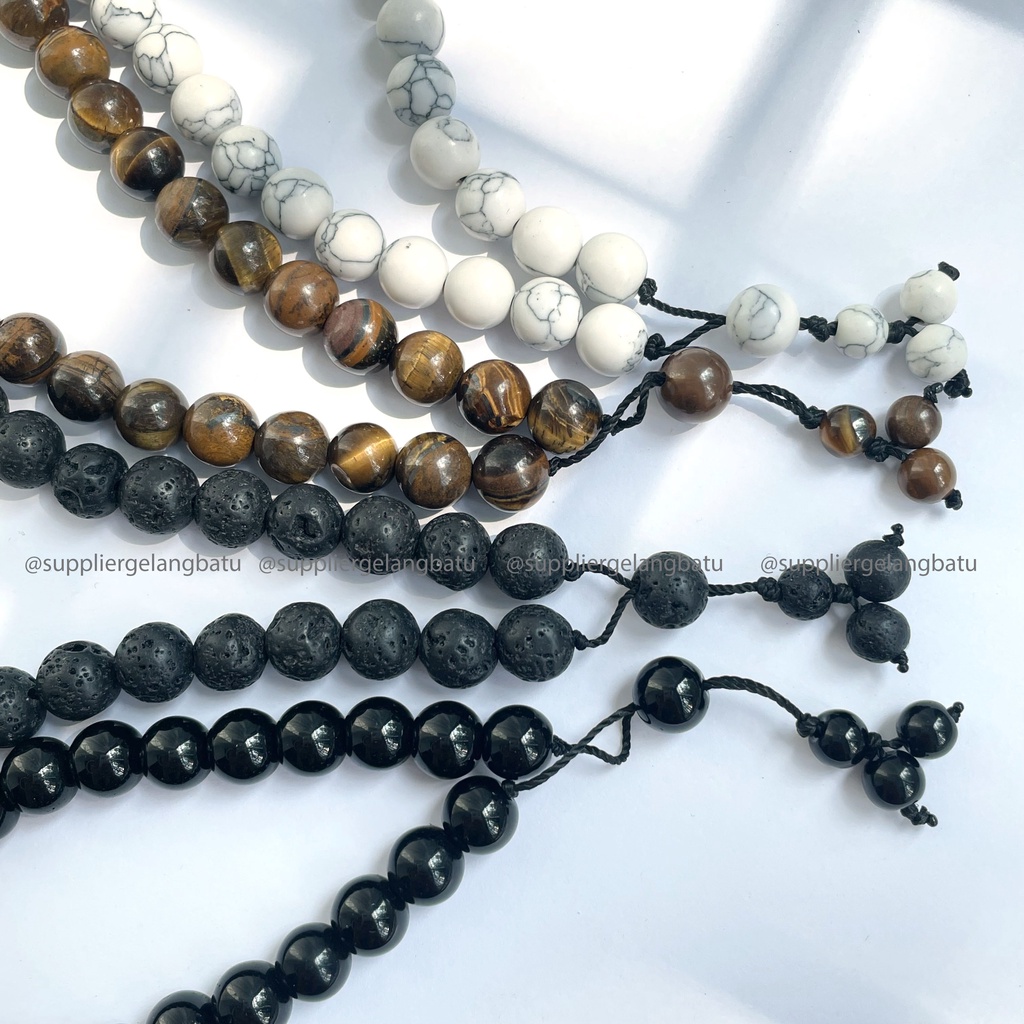 SOUVENIR TAHLILAN Tasbih Tangan Batu Alam Natural Onyx Lava 33 Butir Pyrus Putih Stone Souvenir Pernikahan Tahlilan Muslim Kado hadiah