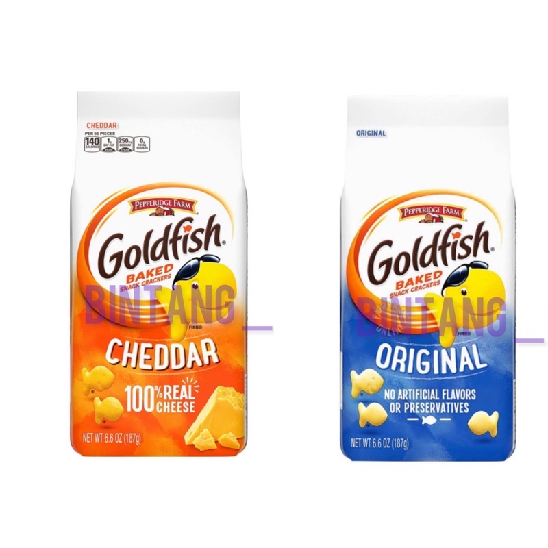 

Biskuit Pepperidge Farm Goldfish Baked Snack Crackers Cheddar Cheese 187gr / Pepperidge Farm Goldfish Original / PF / PepperidgeFarm / Biskuit / Biscuit / Pepperidge / Farm / Goldfish / Gold / fish / Baked / Snack / Crackers / Cheddar / Cheese / Original