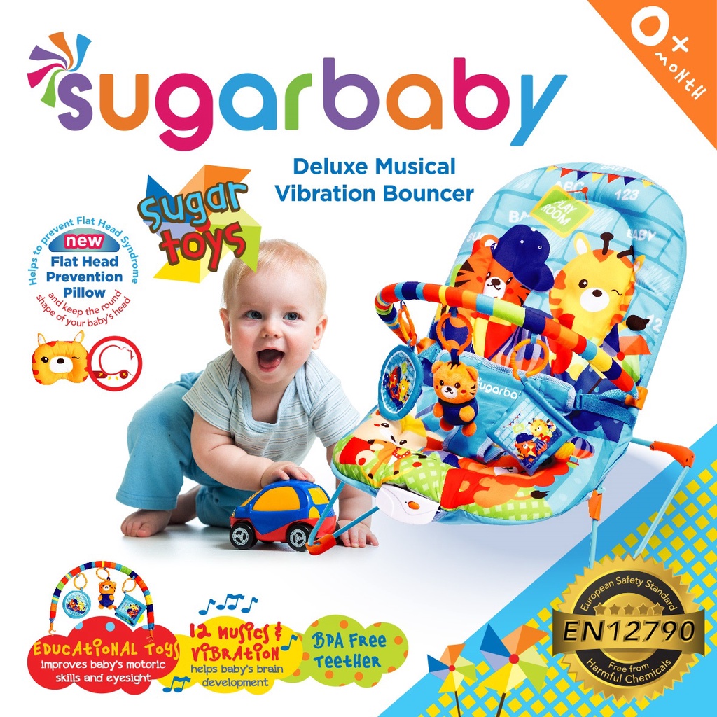 Sugar Baby Deluxe Musical Vibration Bouncer 1 Recline Dudukan Tidur Kursi Getar Goyang Bayi Sugarbaby Bouncher Original