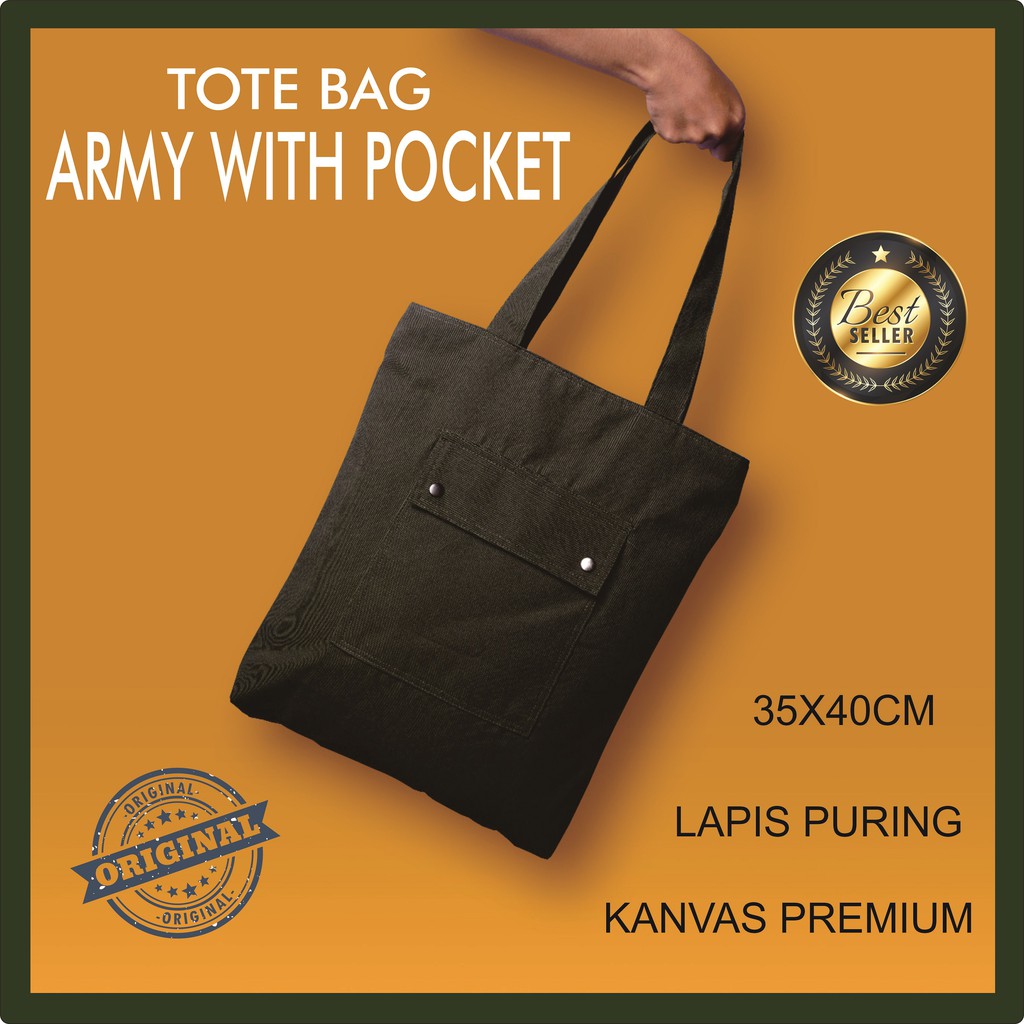 Sylas ToteBag Kanvas Premium Kantong Kancing    33x39 cm