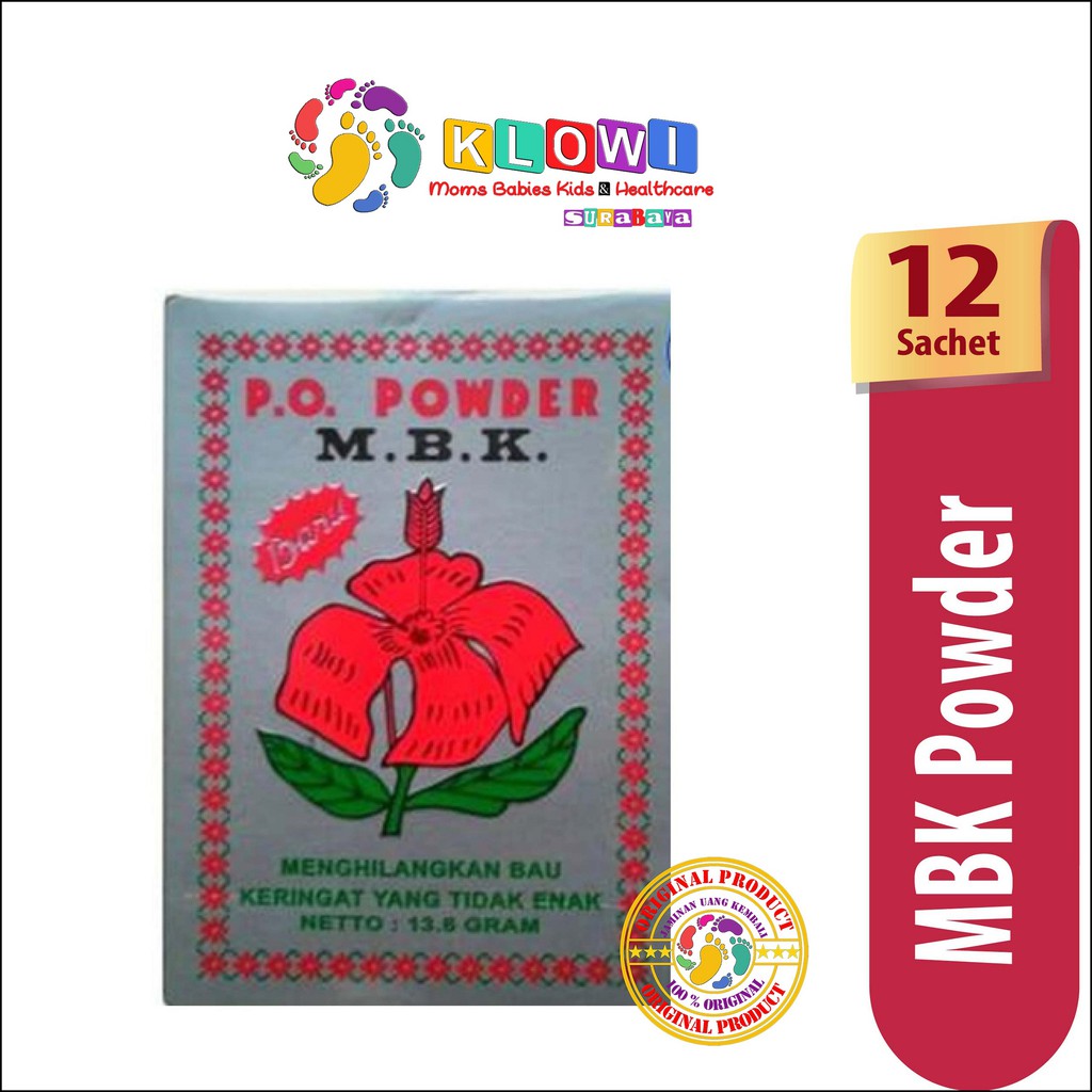 Bedak M.B.K Super 12 sachet/ Bedak BB/ mengurangi keringat dan bau badan