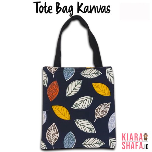 Kiarashafa - Tote Bag Bahan Kanvas Penutup Resleting Motif Kekinian