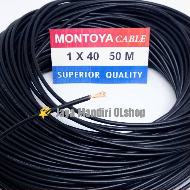 Kabel Serabut Tunggal 1 × 40 Montoya Per Roll 50 Meter ( Hitam )