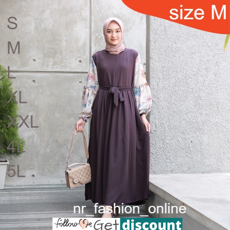 ⭐ full warna new busana muslimah nrras7w size m medium sedang ungu tua dark purple maxi - gamis polo
