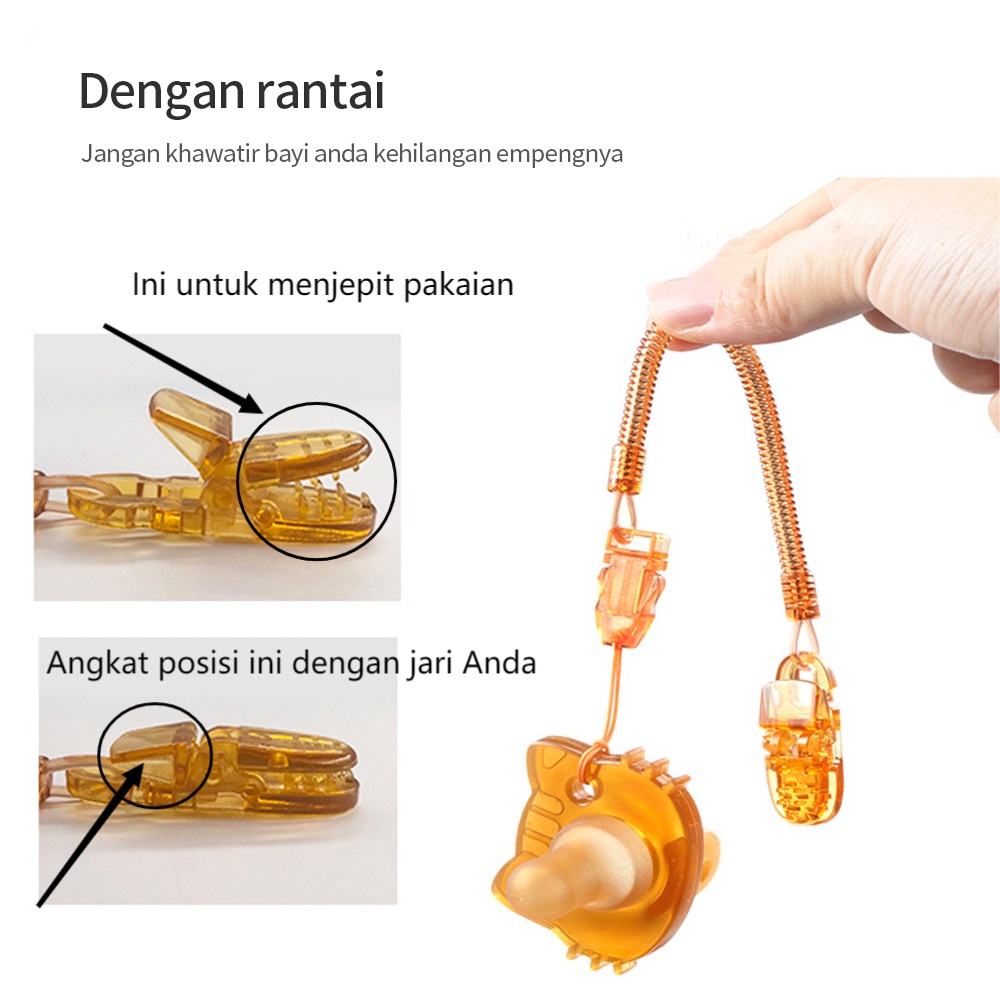 Mamibayi Empeng bayi bentuk kucing  bahan silikon BPA free dot bayi dengan rantai dan kotak