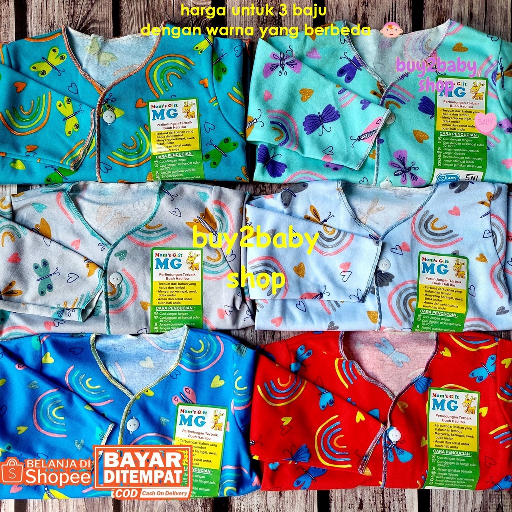 Baju bayi piyama panjang Moms Gift Animal Series 0-3 Bulan 3 PCS