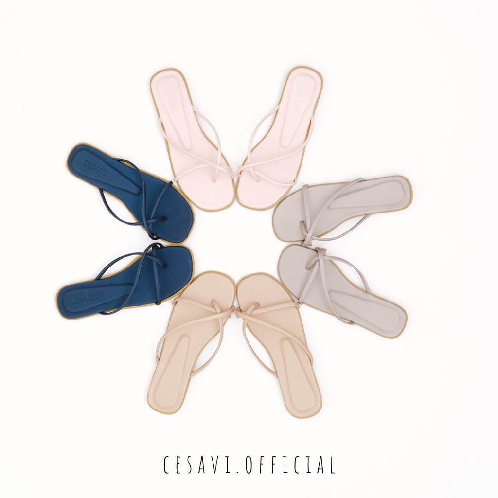 Cesavi Kiyomi Sandals / Sandal wanita teplek tali silang / sandal casual wanita