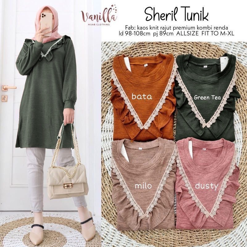 Sheril Tunik - Tunik Knit Rajut Premium Renda LD98+ Melar / R.5 -  282-6161