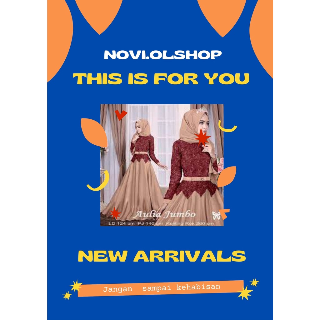 Gamis terbaru remaja anak permpeuan pakaian wanita brukat jumbo polos terbaru aulia by novi.olshop