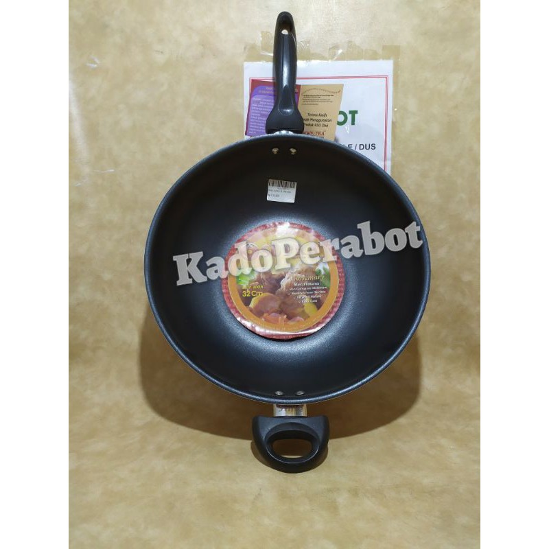 teflon stir wok supra 32cm- wajan gagang premium