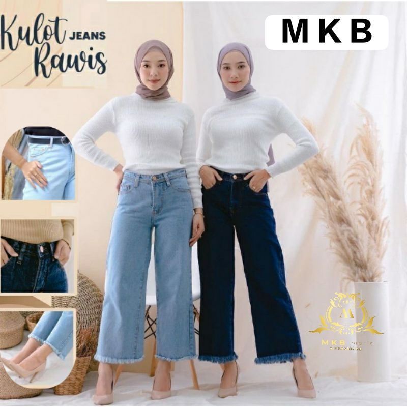HIGH WAIST KULOT JEANS PREMIUM HIGH WAIST KULOT JEANS POLOS WANITA PREMIUM TEBAL // m k b
