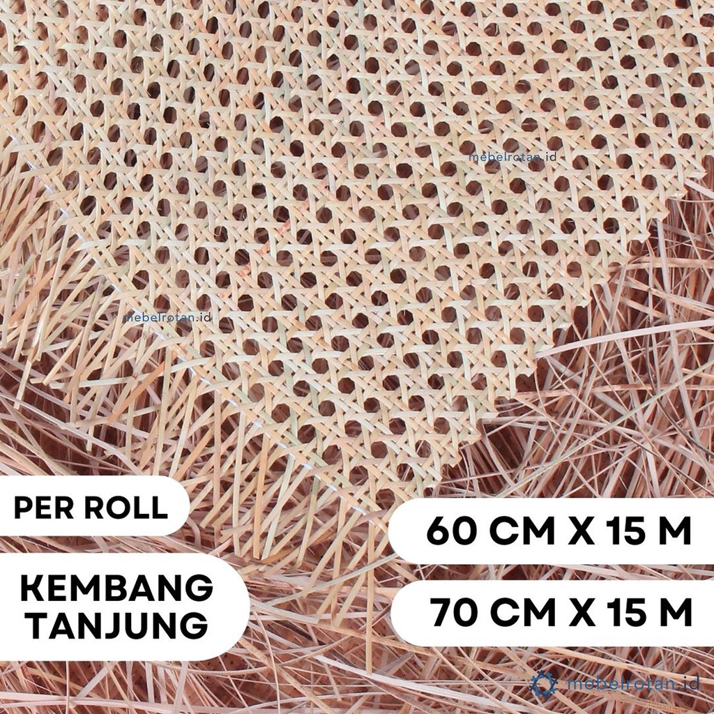 Anyaman Rotan Lembaran Alami | Webbing Kembang Tanjung 60 70 cm | Per Roll